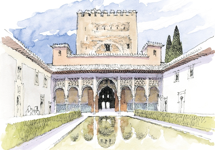 Postal La Alhambra. Patio de los Arrayanes